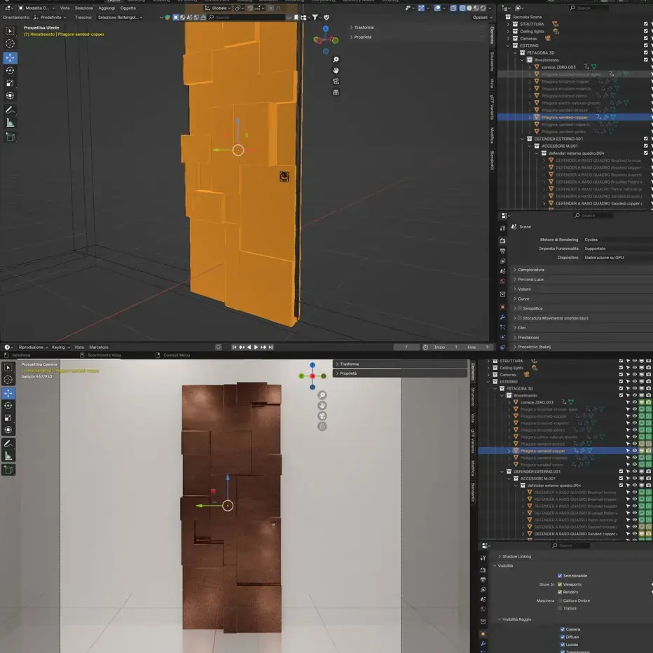 Modellazione 3D di una porta blindata Ercole, dal wireframe al render finale