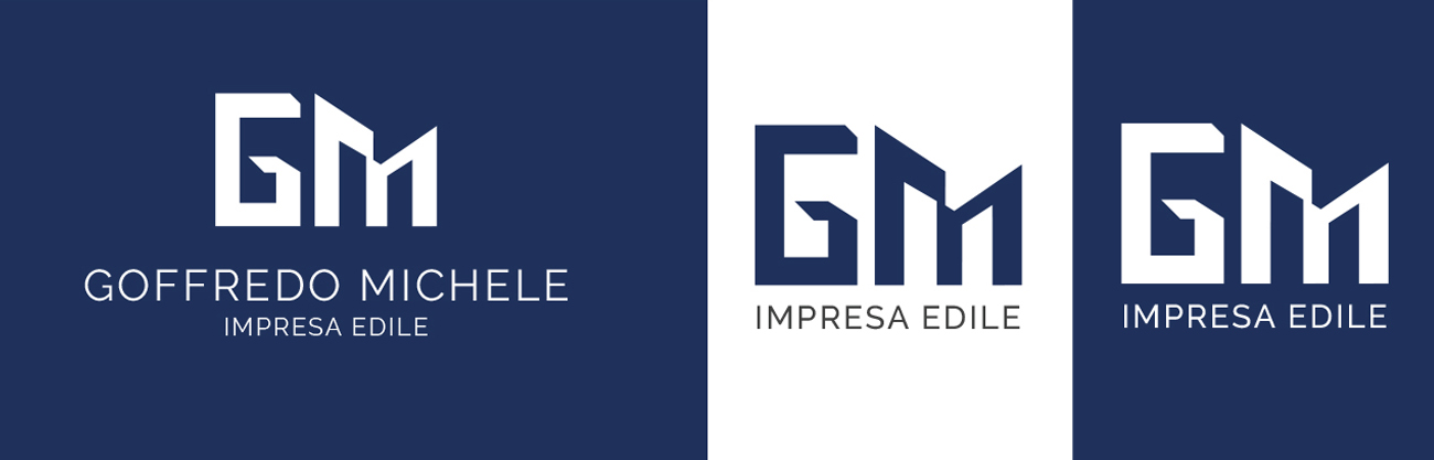 Versioni verticali positive e negative del nuovo logo GM per l’Impresa Edile Goffredo Michele