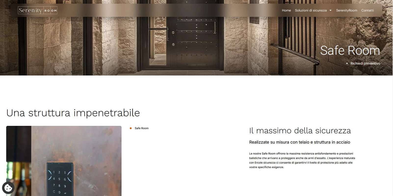 Sito Serenity Room, pagina safe room: apertura della sezione dedicata